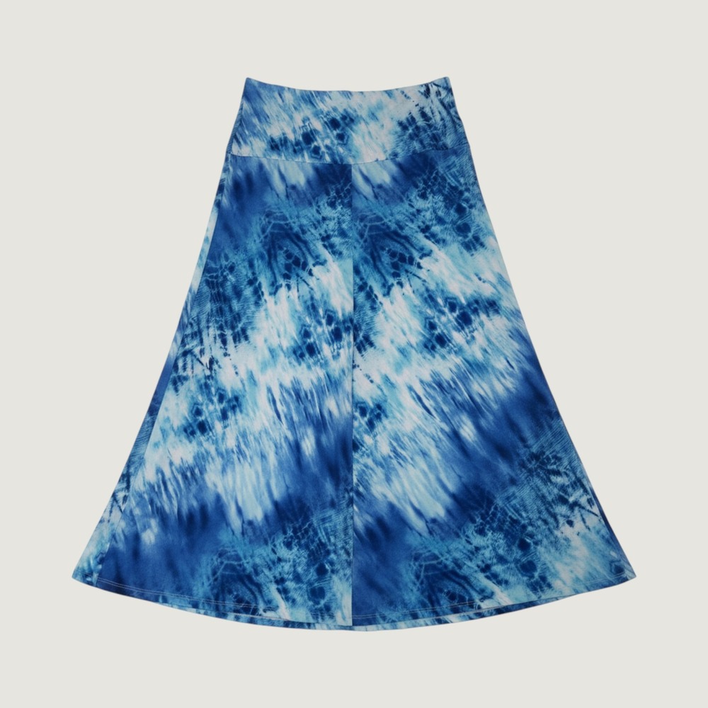 Chatoyant Blue Tie Dye Wide Leg Gauchos Pants High Rise Foldover Waist Womens 3X